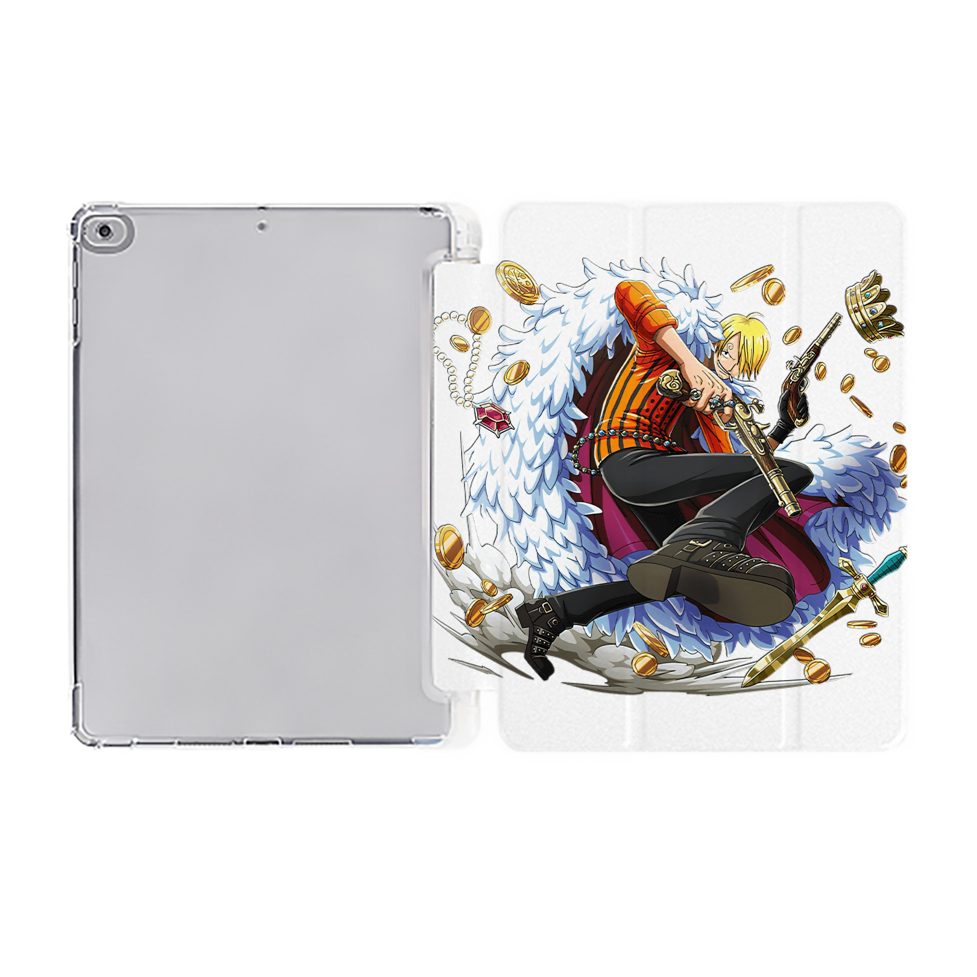 （画像用） ワンピース サンジ ONE PIECE Sanji IPad ケース ペン収納付き 三つ折りスタンド PUレザー×シリコン 対応機種9.5/10.5/10.9インチ